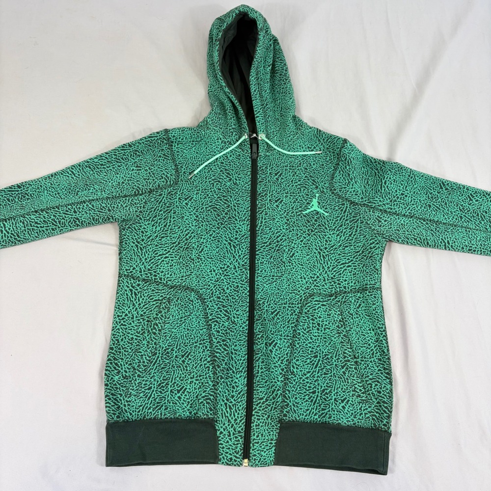 Jordan Brand Elephant‎ Print Full Zip Hoodie Green Black Jumpman Mens M